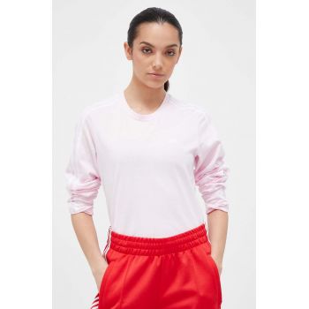 adidas longsleeve din bumbac culoarea roz