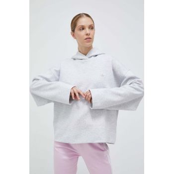 adidas Originals bluză femei, culoarea gri, cu glugă, melanj IC5246-LGREYH