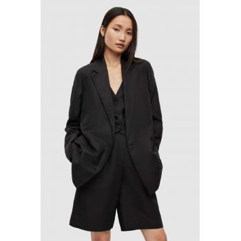 AllSaints blazer din amestec de in culoarea negru, oversize, neted