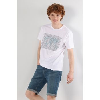 Tricou de bumbac cu imprimeu geometric