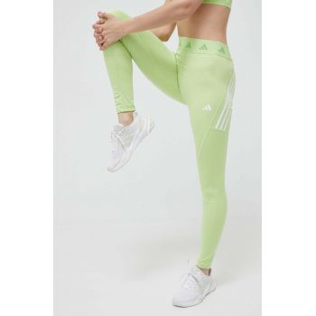 adidas Performance leggins de antrenament Techfit Hyperglam culoarea verde, cu imprimeu