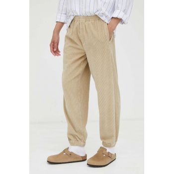 American Vintage pantaloni de bumbac culoarea bej