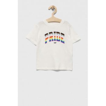 GAP tricou de bumbac pentru copii culoarea alb, cu imprimeu