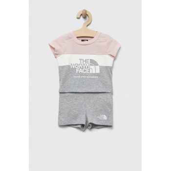 The North Face set de bumbac pentru bebelusi culoarea gri