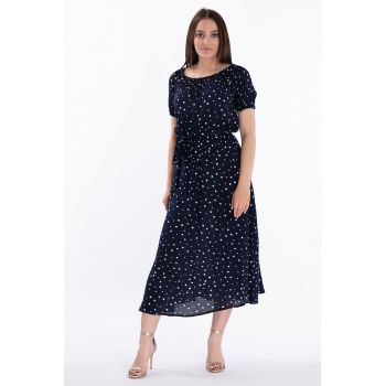 Rochie midi vaporoasa cu model cu buline