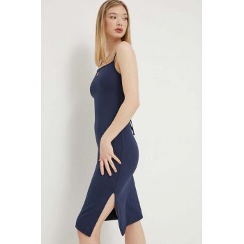 Tommy Jeans rochie culoarea albastru marin, midi, mulata