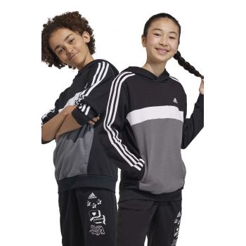 adidas bluza copii culoarea negru, cu glugă, modelator