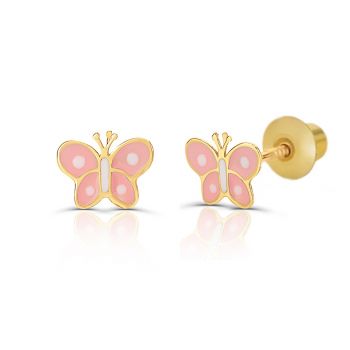 Cercei din aur 14K pentru copii Pink Butterflies