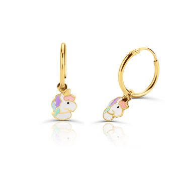 Cercei din aur 14K pentru copii Unicorn Hoops