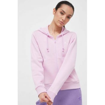 adidas bluza femei, culoarea roz, cu glugă, cu imprimeu