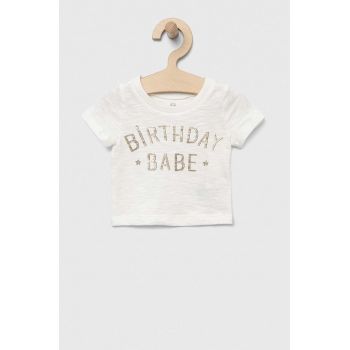 GAP tricou din bumbac pentru bebelusi culoarea alb