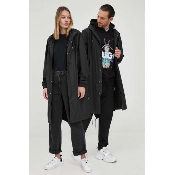 Rains hanorac 18140 Fishtail Parka culoarea negru, de tranziție 18140.01-Black