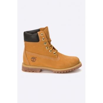 Timberland bocanci din piele întoarsă 6in TB0103617131 femei, culoarea bej, cu toc plat 10361-wheat