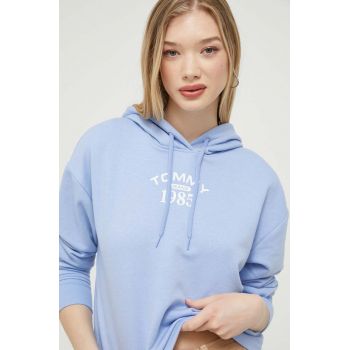 Tommy Jeans bluza femei, cu glugă, cu imprimeu