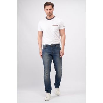 Blugi slim fit cu aspect decolorat