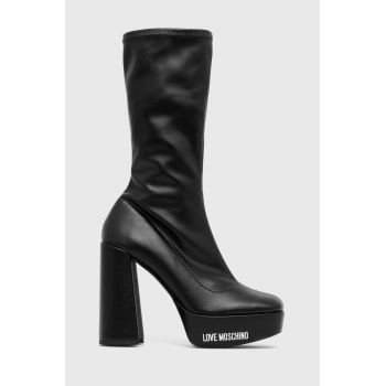 Love Moschino botine femei, culoarea negru, cu toc drept, JA2607CG1HIEZ000