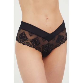 Chantelle chiloti brazilieni culoarea negru, transparent