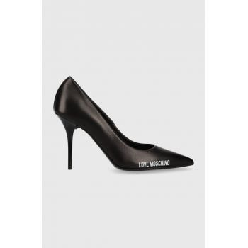 Love Moschino stilettos de piele culoarea negru, JA10089G1HIE0000