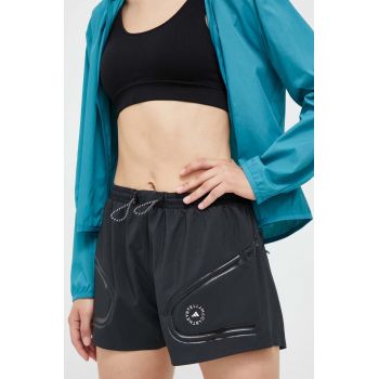 adidas by Stella McCartney pantaloni scurți de alergare Truepace culoarea negru, cu imprimeu, high waist