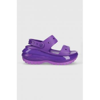 Crocs papuci Classic Mega Crush Sandal femei, culoarea violet, cu platforma, 207989