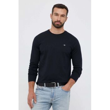 Gant longsleeve din bumbac culoarea negru, neted