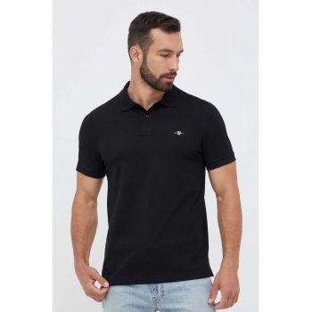 Gant polo de bumbac culoarea negru, neted