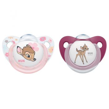 Set 2 suzete Nuk Disney Bambi silicon M3 roz 18-36 luni ieftina