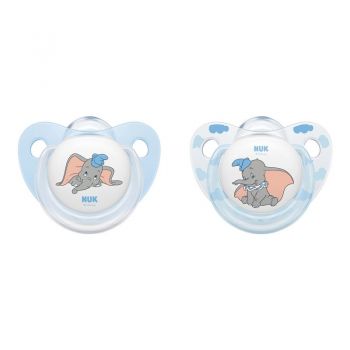 Set 2 suzete Nuk Disney Dumbo silicon M3 bleu 18-36 luni