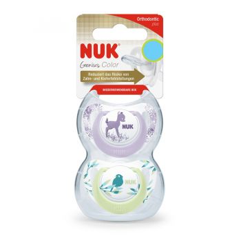 Set 2 suzete Nuk Genius Color Silicon M1 mov 0-6 luni