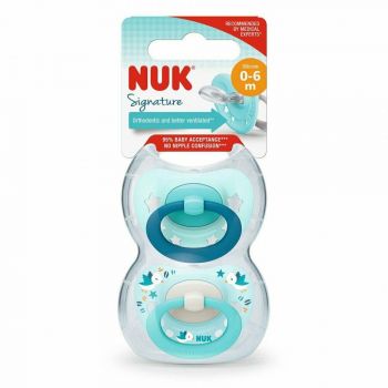 Set 2 suzete Nuk Signature Silicon M1 bleu 0-6 luni