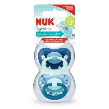 Set 2 suzete Nuk Signature Silicon M3 bleu 18-36 luni