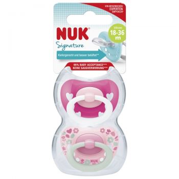 Set 2 suzete Nuk Signature Silicon M3 roz 18-36 luni