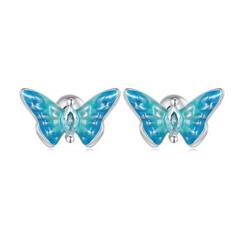 Cercei din argint Light Blue Butterflies