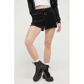 Juicy Couture pantaloni scurti Eve femei, culoarea negru, neted, high waist