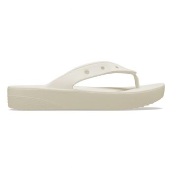 Slapi Crocs Classic Platform Flip Bej - Bone