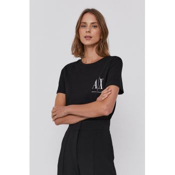 Armani Exchange tricou din bumbac culoarea negru