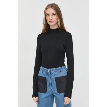 BOSS longsleeve femei, culoarea negru, cu turtleneck