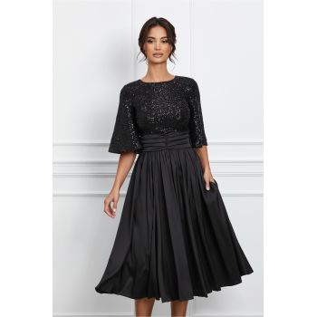 Rochie Dy Fashion neagra cu paiete la bust