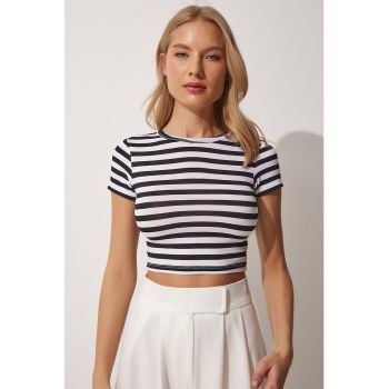 Tricou crop cu dungi