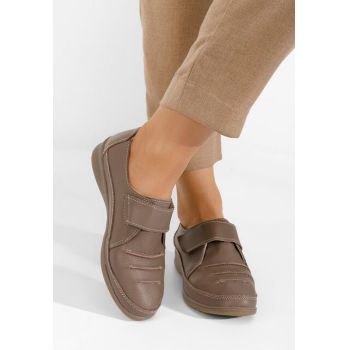 Pantofi casual dama piele Amera kaki