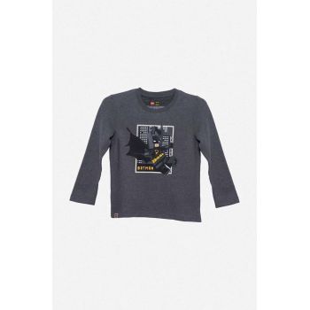 Lego longsleeve din bumbac pentru copii culoarea gri, cu imprimeu, Koszulka Lego Wear T-Shirt LS 12010648 577