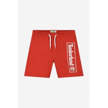 Timberland pantaloni scurti de baie copii Swim Shorts culoarea rosu, cu imprimeu