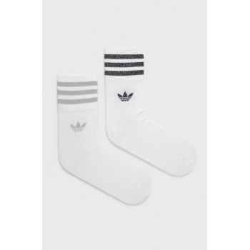 adidas Originals șosete (2-pack) femei, culoarea alb HC9561