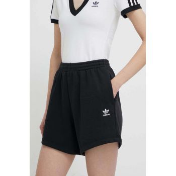 adidas Originals pantaloni scurți femei, culoarea negru, uni, high waist IA6451 ieftini