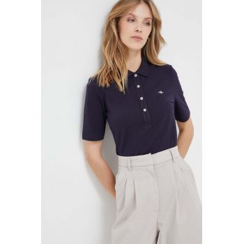 Gant polo de bumbac culoarea albastru marin