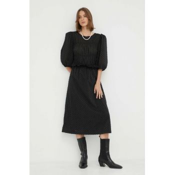 2NDDAY rochie culoarea negru, midi, evazati