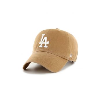 47brand șapcă de baseball din bumbac MLB Los Angeles Dodgers culoarea bej, cu imprimeu B-NLRGW12GWS-QL de firma originala
