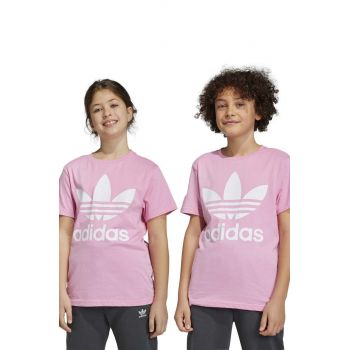 adidas Originals tricou de bumbac pentru copii TREFOIL culoarea roz