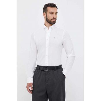 Gant camasa din bumbac barbati, culoarea alb, cu guler button-down, slim