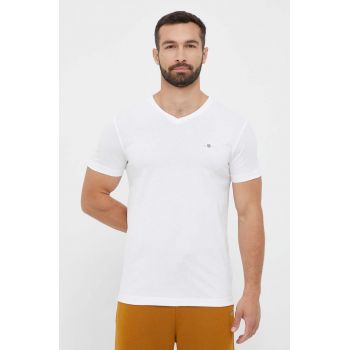 Gant tricou din bumbac culoarea alb, neted